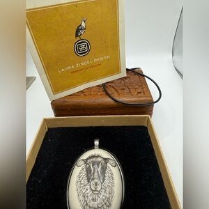 Laura Zindel Sheep Pendant • Large Oval • Vermont Artist • 16” Necklace